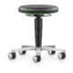 bimos Labor tabouret à roulettes, similicuir noir, hauteur d'assise 450-650 mm, anneau de couleur vert-1