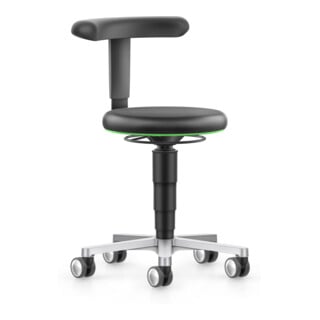 bimos Labor tabouret à roulettes, similicuir noir, hauteur d'assise 450-650 mm, support Flex