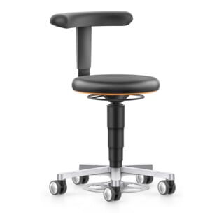 bimos Labor tabouret à roulettes, similicuir noir, hauteur d'assise 480-650 mm, support Flex