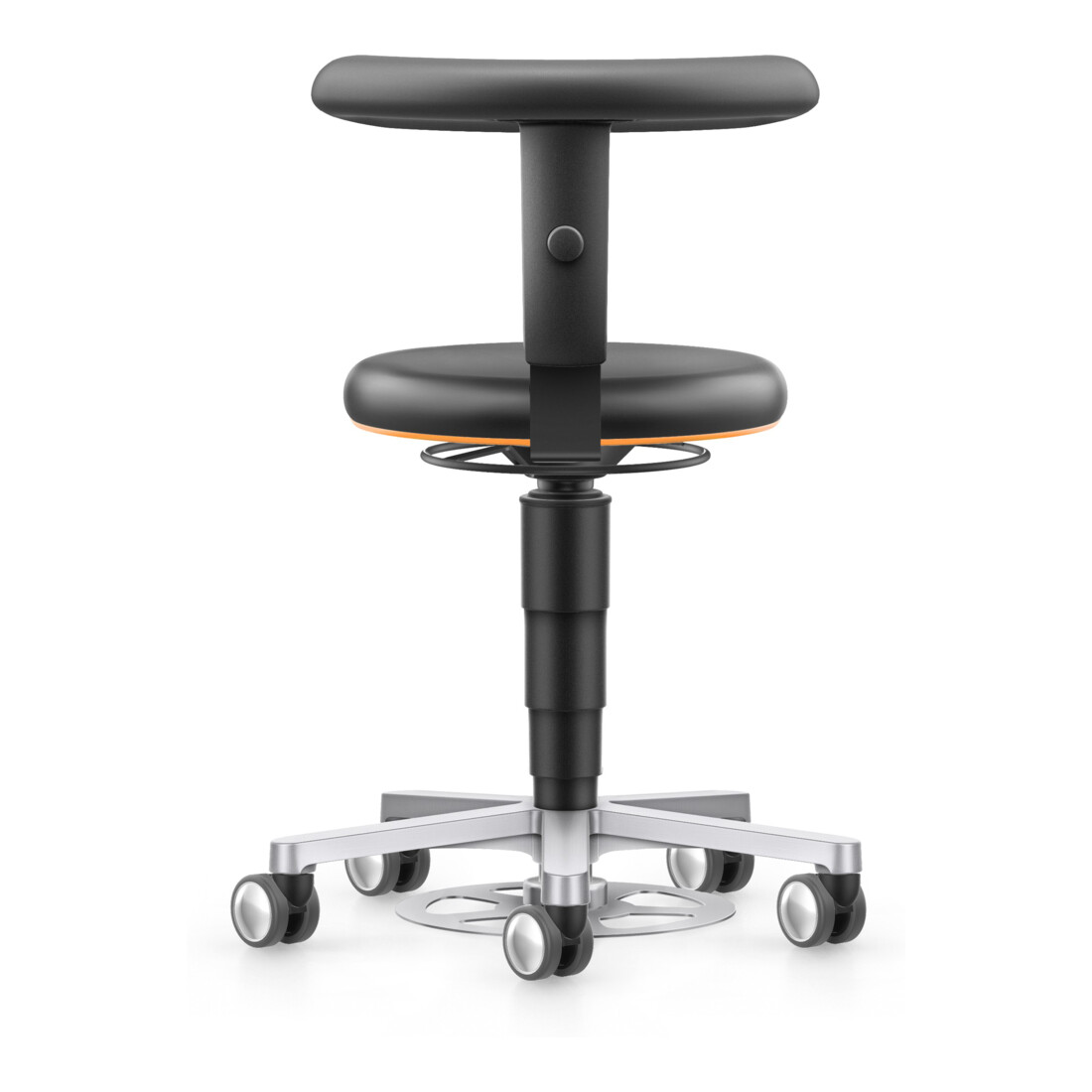 bimos Labor tabouret à roulettes, similicuir noir, hauteur d'assise 480-650 mm, support Flex