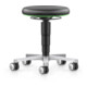 bimos Labor tabouret avec roulettes, PU noir, hauteur d'assise 450-650 mm, anneau de couleur vert-1