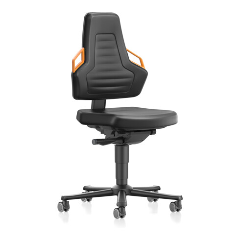 bimos Nexxit mit Rollen Kunstlederpolster Grifffarbe orange Sitzhöhe 450-600 mm