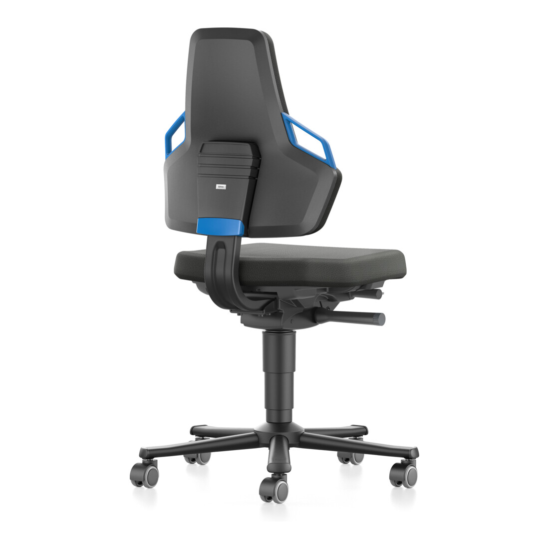 bimos Nexxit mit Rollen Stoffpolster Grifffarbe blau Sitzhöhe 450-600 mm
