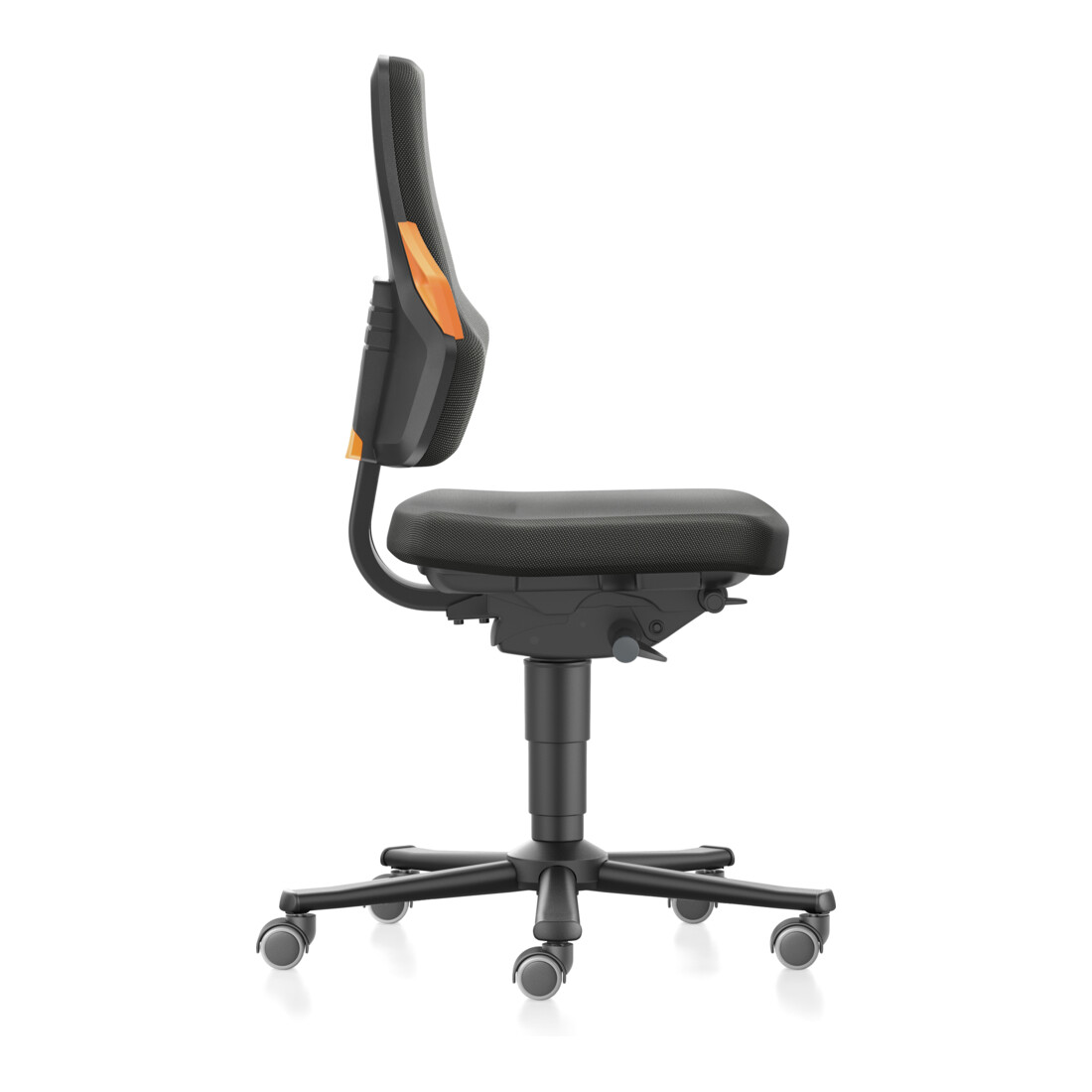 bimos Nexxit mit Rollen Stoffpolster Grifffarbe orange Sitzhöhe 450-600 mm