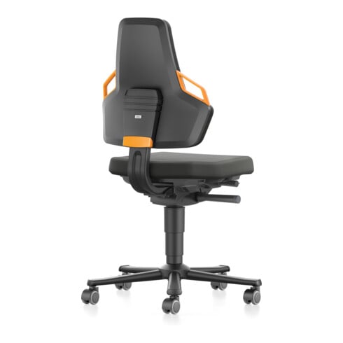 bimos Nexxit mit Rollen Stoffpolster Grifffarbe orange Sitzhöhe 450-600 mm