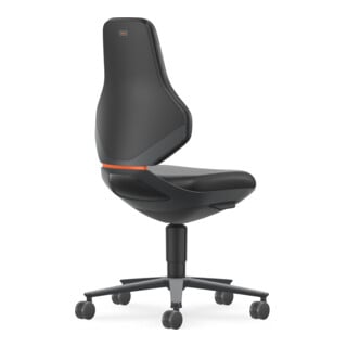 Bimos Sedia industriale e da laboratorio Texon con ruote, altezza seduta 450-620 mm, similpelle nera