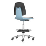bimos siège de travail Labsit avec roulettes, hauteur d'assise 560-810 mm, mousse PU, coque d'assise bleue