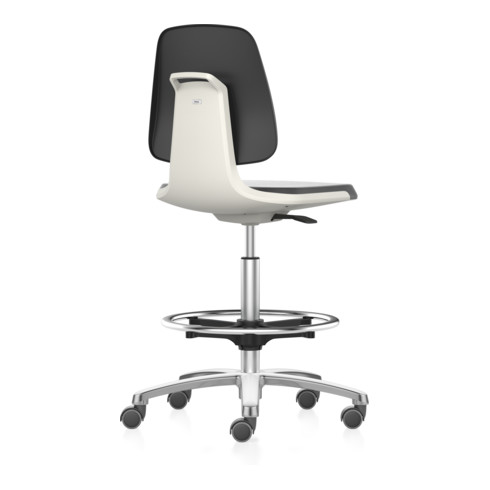 bimos siège de travail Labsit avec roulettes, hauteur d'assise 560-810 mm, similicuir, coque d'assise blanche