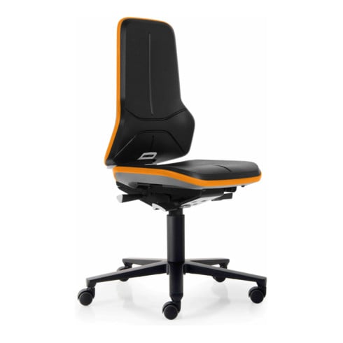 bimos siège de travail Neon siège de base avec roulettes Flexband orange hauteur d'assise 450-620 mm sans rembourrage