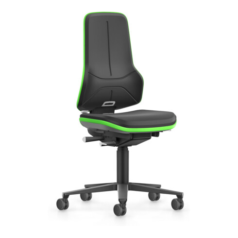 bimos siège de travail Neon XXL jusqu'à 180 kg avec roulettes, mousse intégrale, bande flexible verte, assise 470-640 mm