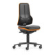 bimos siège de travail Neon XXL jusqu'à 180 kg avec roulettes, similicuir, bande flexible orange, assise 470-640 mm-1