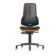 bimos siège de travail Neon XXL jusqu'à 180 kg avec roulettes, similicuir, bande flexible orange, assise 470-640 mm-3
