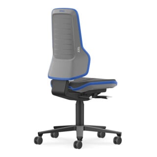 Bimos Stuhl Neon XXL 180 kg Rollen Skintec Flexband blau Sitz 470-640 mm