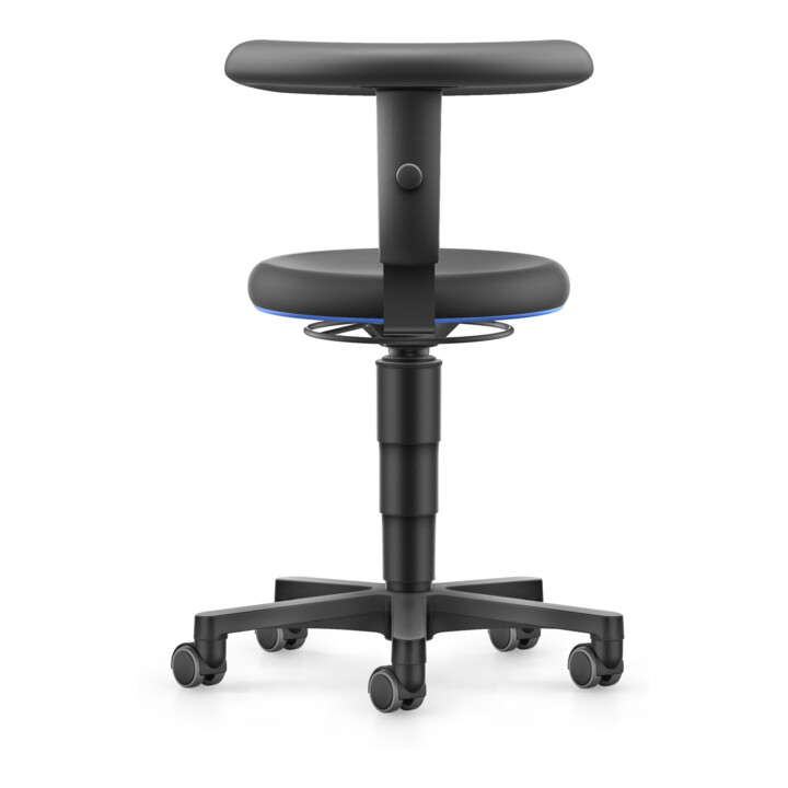 bimos tabouret Allround avec roulettes, PU noir, hauteur d'assise 450-650 mm, support Flex