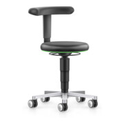 Bimos Tabouret de laboratoire avec roulettes Skintec noir Hauteur d’assise 450-650 mm Anneau de couleur vert-1