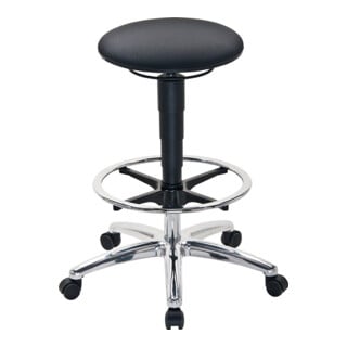 bimos Tabouret pivotant avec arrêt de siège, roulettes et repose-pieds, tissu Supertec, hauteur d’assise 510-780 mm