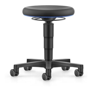 Bimos Tabouret polyvalent Allround avec roulettes Skintec noir hauteur d’assise 450-650 mm bleu