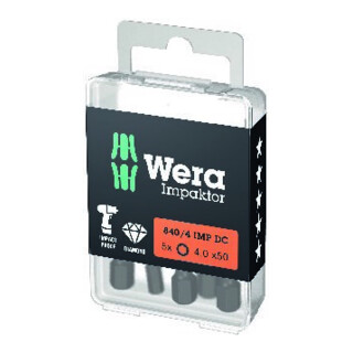Bit 840/4 IMP DC 5mm L.50mm 1/4 Zoll E6,3 Impaktor,DC Box m.5 Bits WERA