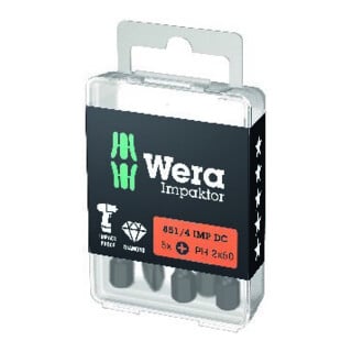 Bit 851/4 IMP DC PH2 L.50mm 1/4 Zoll E6,3 Impaktor,DC Box m.5 Bits WERA