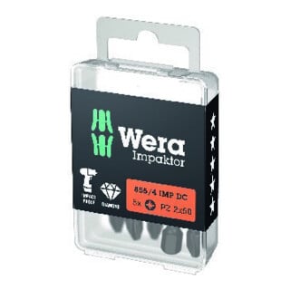 Bit 855/4 IMP DC PZD2 L.50mm 1/4 Zoll E6,3 Impaktor,DC Box m.5 Bits WERA