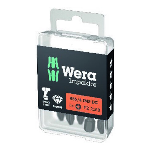 Bit 855/4 IMP DC PZD3 L.50mm 1/4 Zoll E6,3 Impaktor,DC Box m.5 Bits WERA