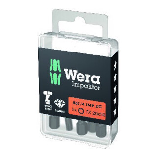 Bit 867/4 IMP DC T25 L.50mm 1/4 Zoll E6,3 Impaktor,DC Box m.5 Bits WERA