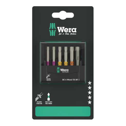 Bit-Check Wera 6 Wood TX HF 1 SB, 6 pièces