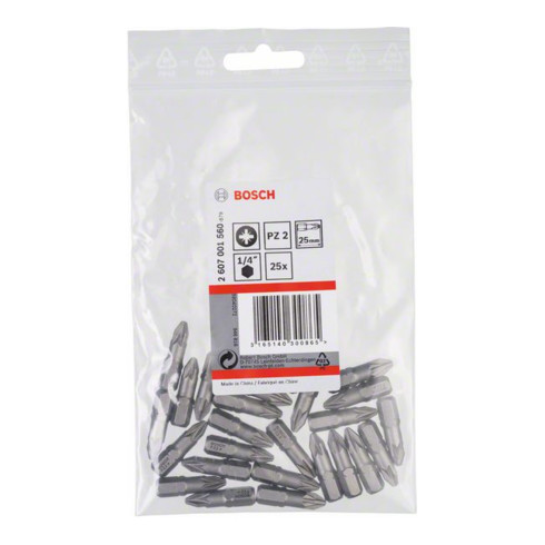 Bosch Bit Pozidriv, L25mm, 1/4" extra duro, 3pz.pz.