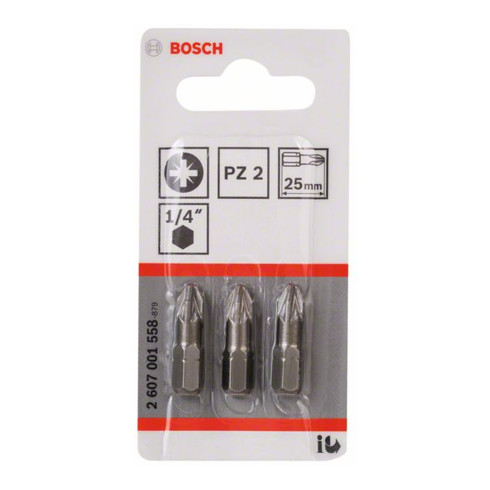 Bosch Bit Pozidriv, L25mm, 1/4" extra duro, 3pz.pz.