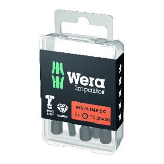 Bit IMPAKTOR DC T20 L.50mm 1/4 Zoll E6,3 Impaktor,DC Box m.5 Bits WERA