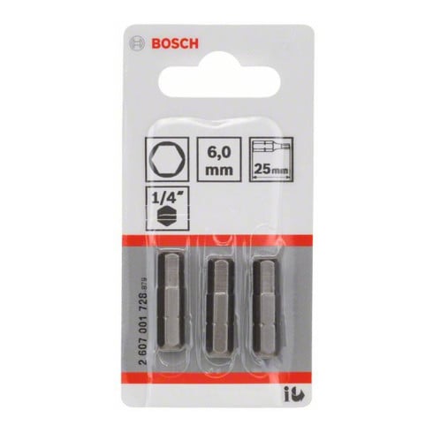 Bosch Bit a esagono incassato, L25mm, 1/4", 3pz.