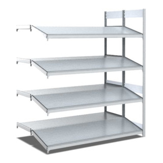 Bito Bereitstellregal Anbaufeld, hinten gerade, vorne schräg, verzinkt