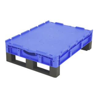 Conteneur gerbable Bito Euro XL avec couvercle à charnière en deux parties et patins montés bleu 600 mm 800 mm