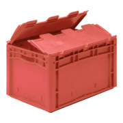 Bito Eurostapelbehälter mit anscharniertem zweiteiligem Klappdeckel, rot