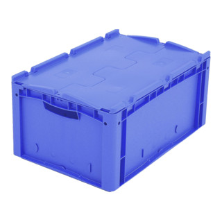 Bito Eurostapelbehälter EX mit Doppelboden und anscharniertem zweiteiligem Klappdeckel blau