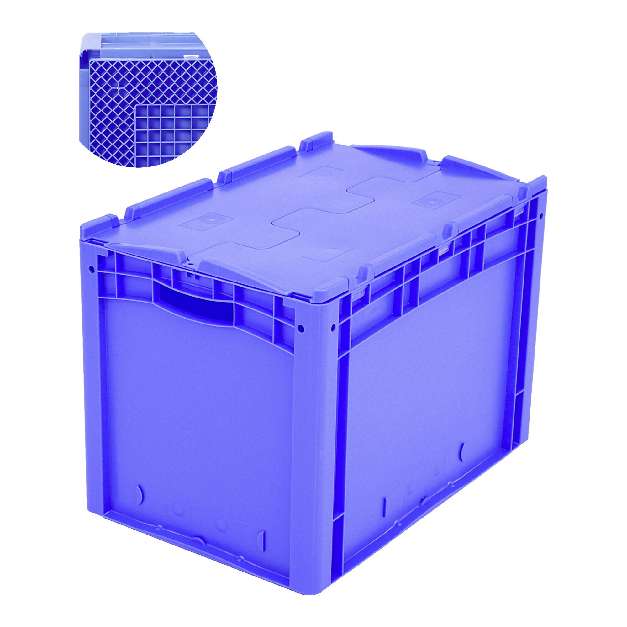 Bito Eurostapelbehälter XL mit Rippenboden und Deckel XLD64421RX L600xB400xH438 mm, blau