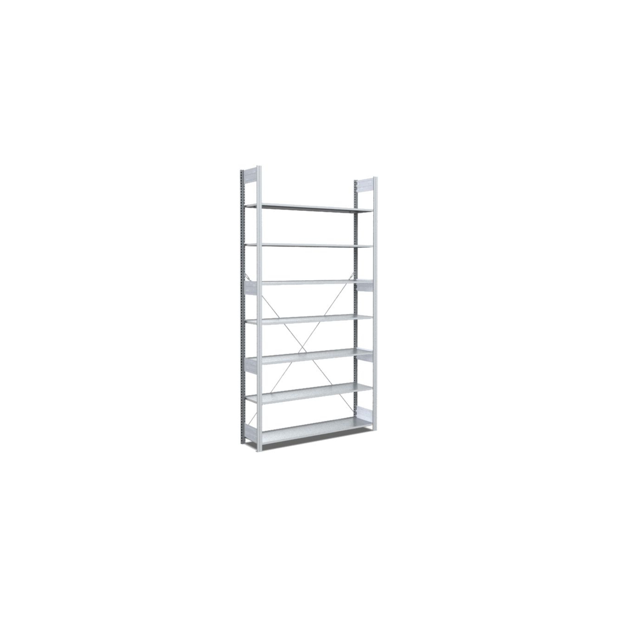 Bito Fachbodenregal / Archivregal Typ:EL L1058xH2500xT324 mm, Grundfeld 70 kg glanzverzinkt