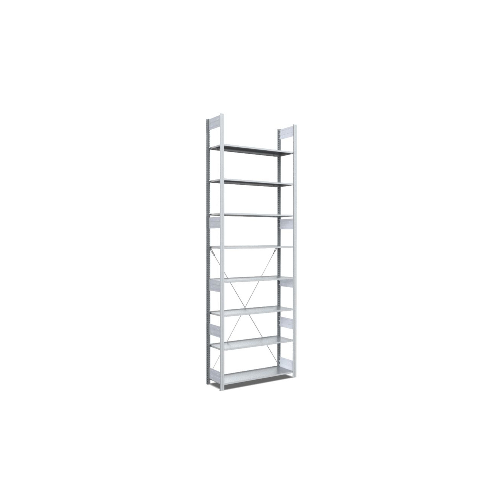 Bito Fachbodenregal / Archivregal Typ:EL L808xH3000xT324 mm, Grundfeld 70 kg glanzverzinkt