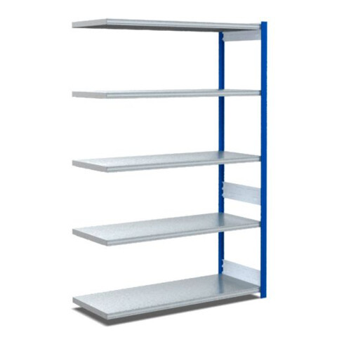 Bito Fachbodenregal Typ:EL mit 5 Fachböden L1008xH2000xT524 mm, Anbaufeld 100 kg enzianblau