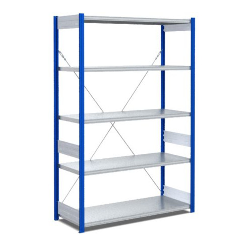 Bito Fachbodenregal Typ:EL mit 5 Fachböden L1058xH2000xT524 mm, Grundfeld 100 kg enzianblau