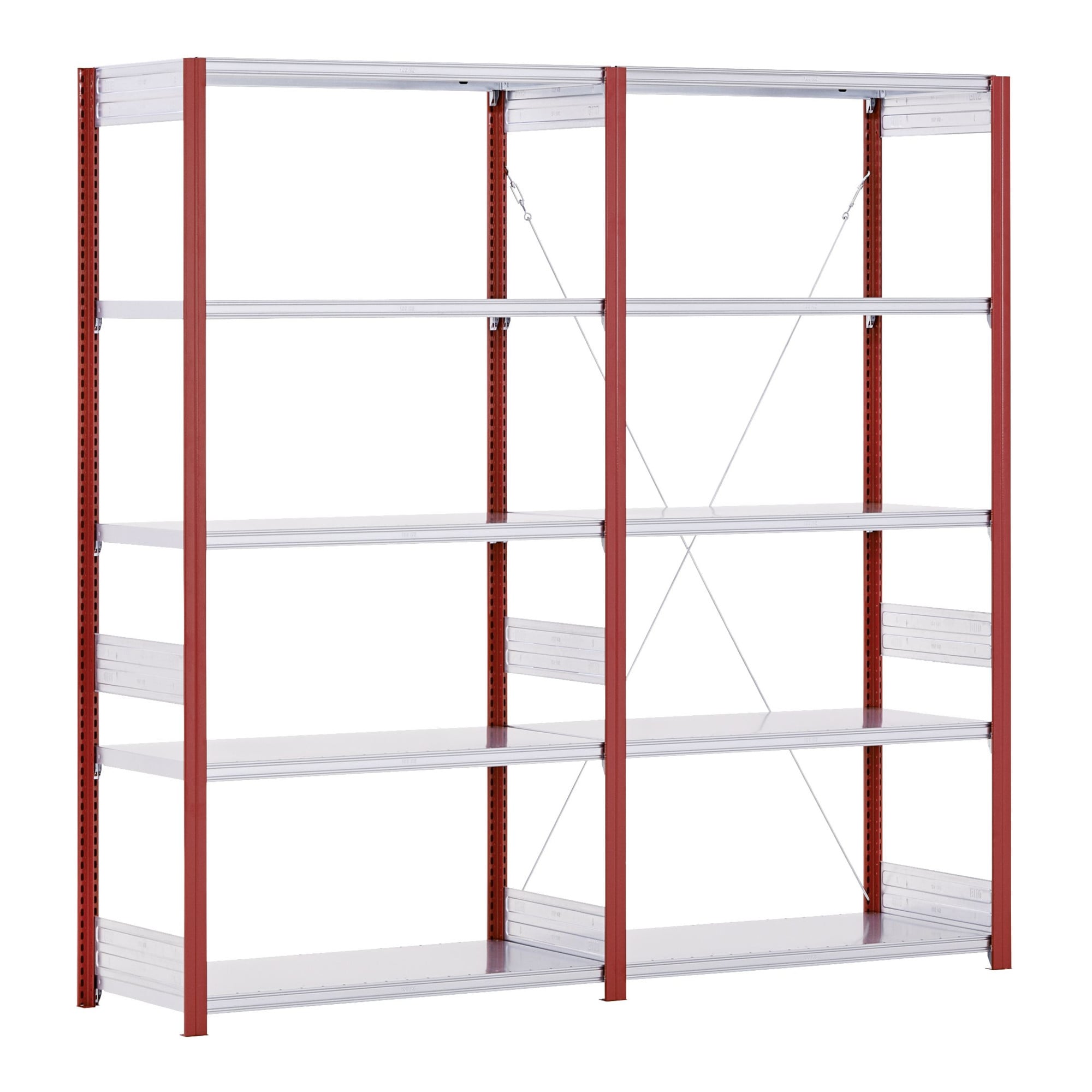 Bito Fachbodenregal Typ:EL mit 5 Fachböden L1058xH2000xT624 mm, Grundfeld 100 kg feuerrot
