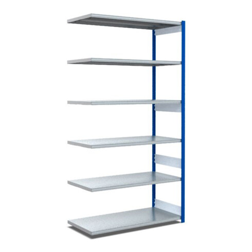 Bito Fachbodenregal Typ:EL mit 6 Fachböden L1008xH2500xT624 mm, Anbaufeld 100 kg enzianblau