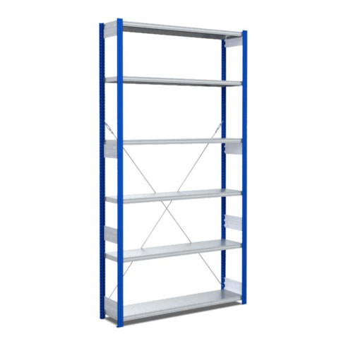 Bito Fachbodenregal Typ:EL mit 6 Fachböden L1058xH2500xT324 mm, Grundfeld 100 kg enzianblau
