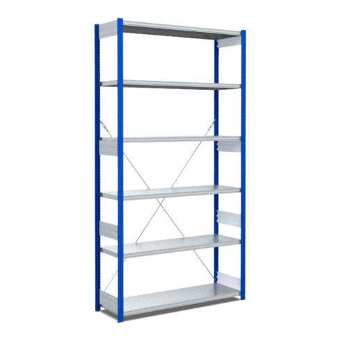 Bito Fachbodenregal Typ:EL mit 6 Fachböden L1058xH2500xT424 mm, Grundfeld 100 kg enzianblau