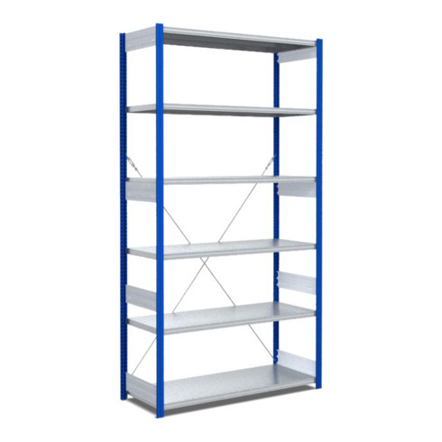 Bito Fachbodenregal Typ:EL mit 6 Fachböden L1058xH2500xT524 mm, Grundfeld 100 kg enzianblau
