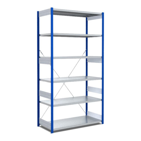 Bito Fachbodenregal Typ:EL mit 6 Fachböden L1058xH2500xT624 mm, Grundfeld 100 kg enzianblau