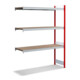 Grande étagère Bito, ensemble de baies supplémentaires, panneaux d'aggloméré, 350 kg, 3 niveaux, RAL 3000 rouge feu-1