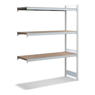 Grand rayonnage Bito, ensemble de baies supplémentaires, panneaux d'aggloméré, 350 kg, 3 niveaux, RAL 7035 gris clair