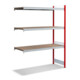 Grande étagère Bito, ensemble de baies supplémentaires, panneaux d'aggloméré, 350 kg, 3 niveaux, RAL 3000 rouge feu-1