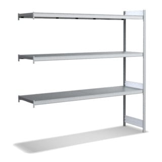 Bito Étagère à grands compartiments, ensemble d’extension, 350 kg, tablette, 3 niveaux, galvanisé brillant